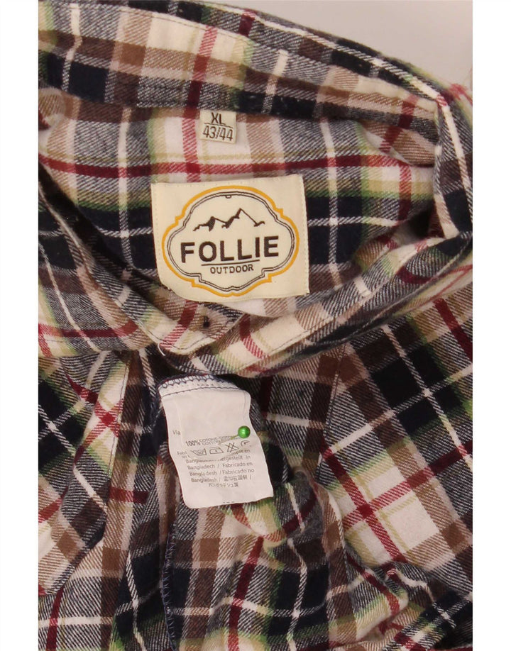 Follie Mens Shirt Size 43/44 XL Multicoloured Check Cotton
