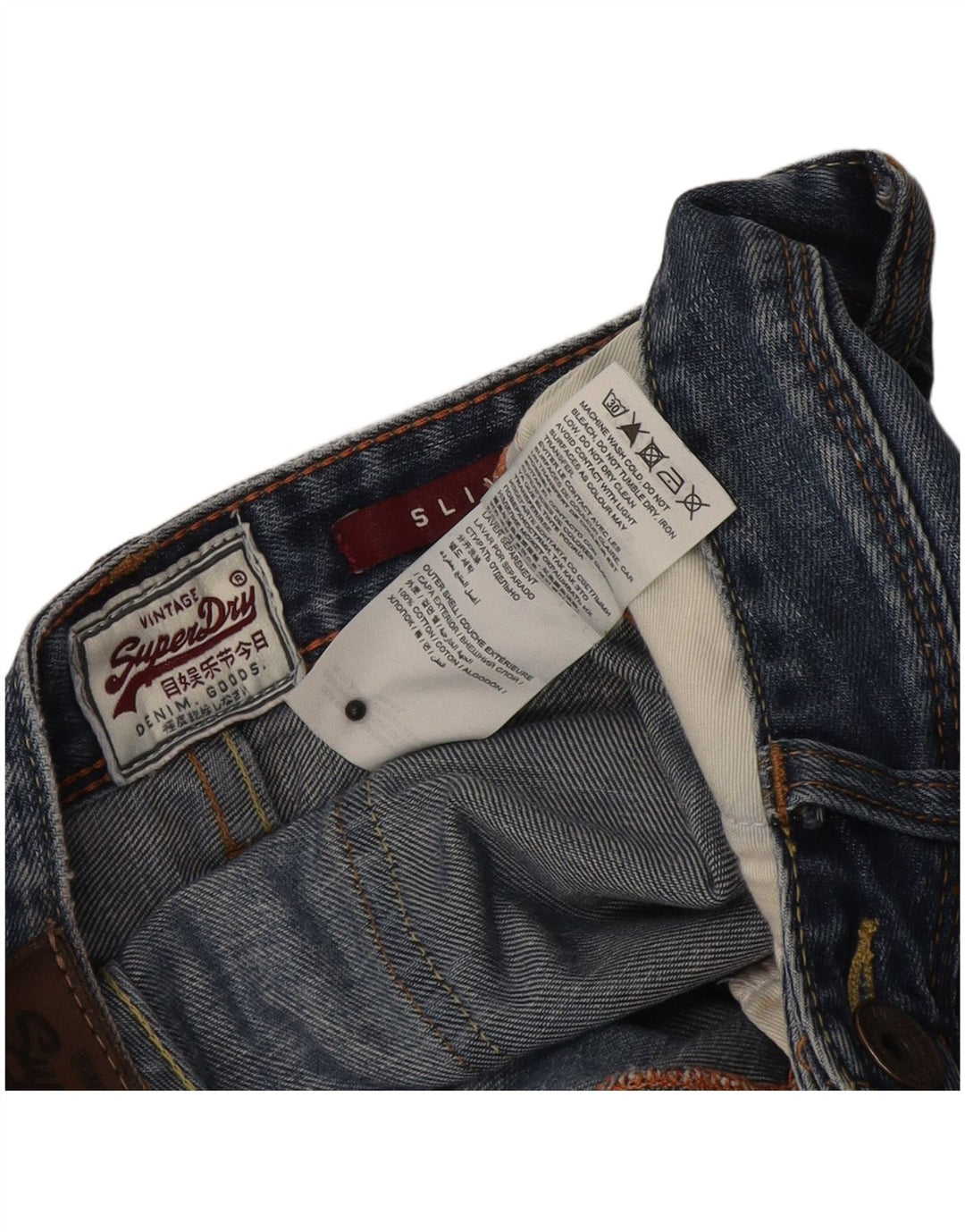 Superdry Womens Distressed Slim Jeans W28 L32 Blue Cotton
