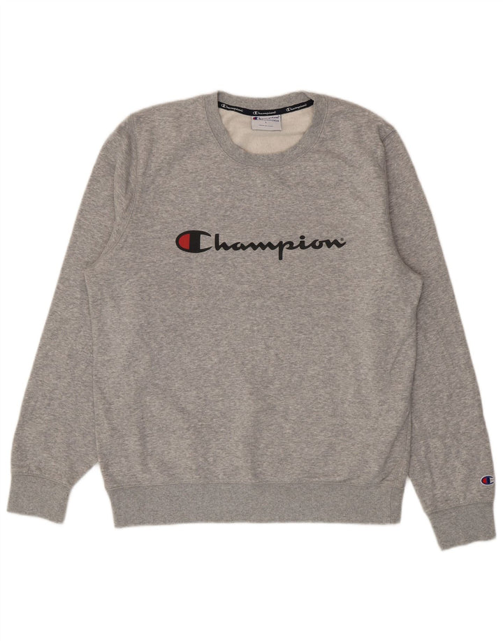 Champion Mens Graphic Sweatshirt Jumper Large Grey Flecked Camelhair