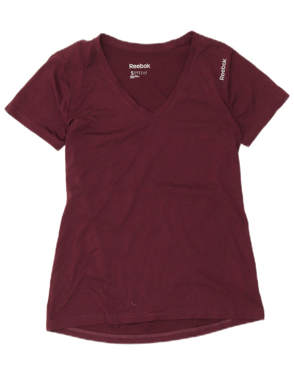 T-shirt Reebok da donna Top UK 10 Small Borgogna in poliestere