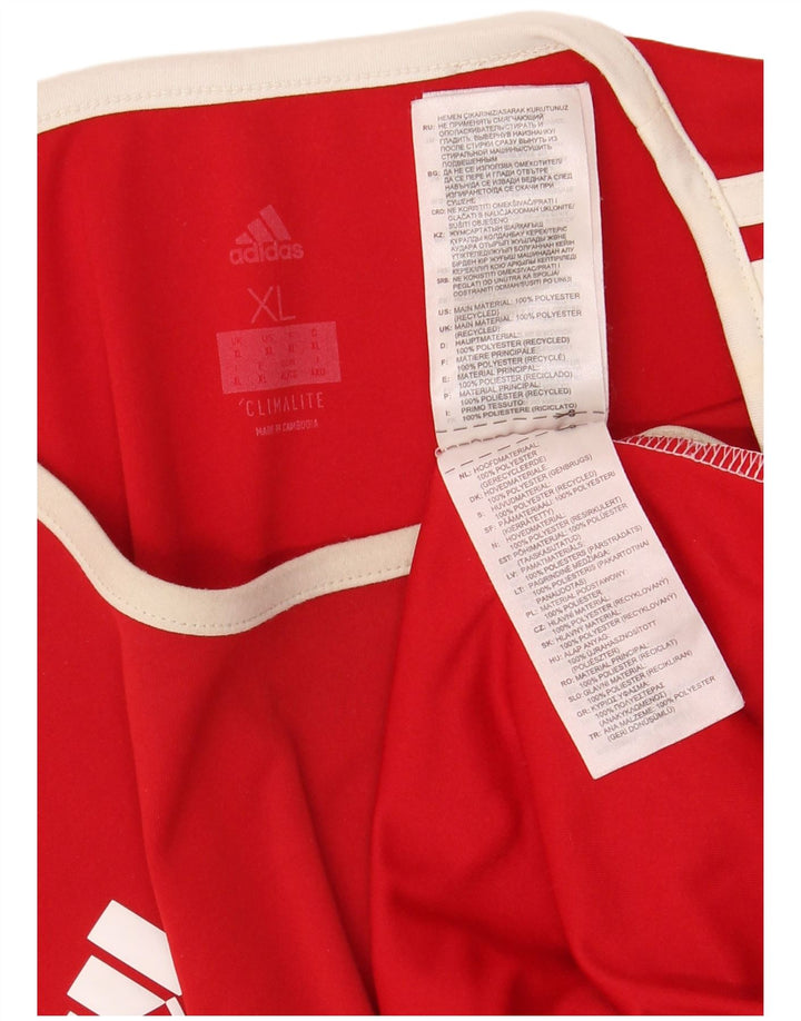 ADIDAS Mens Climalite T-Shirt Top XL Red Colourblock Polyester