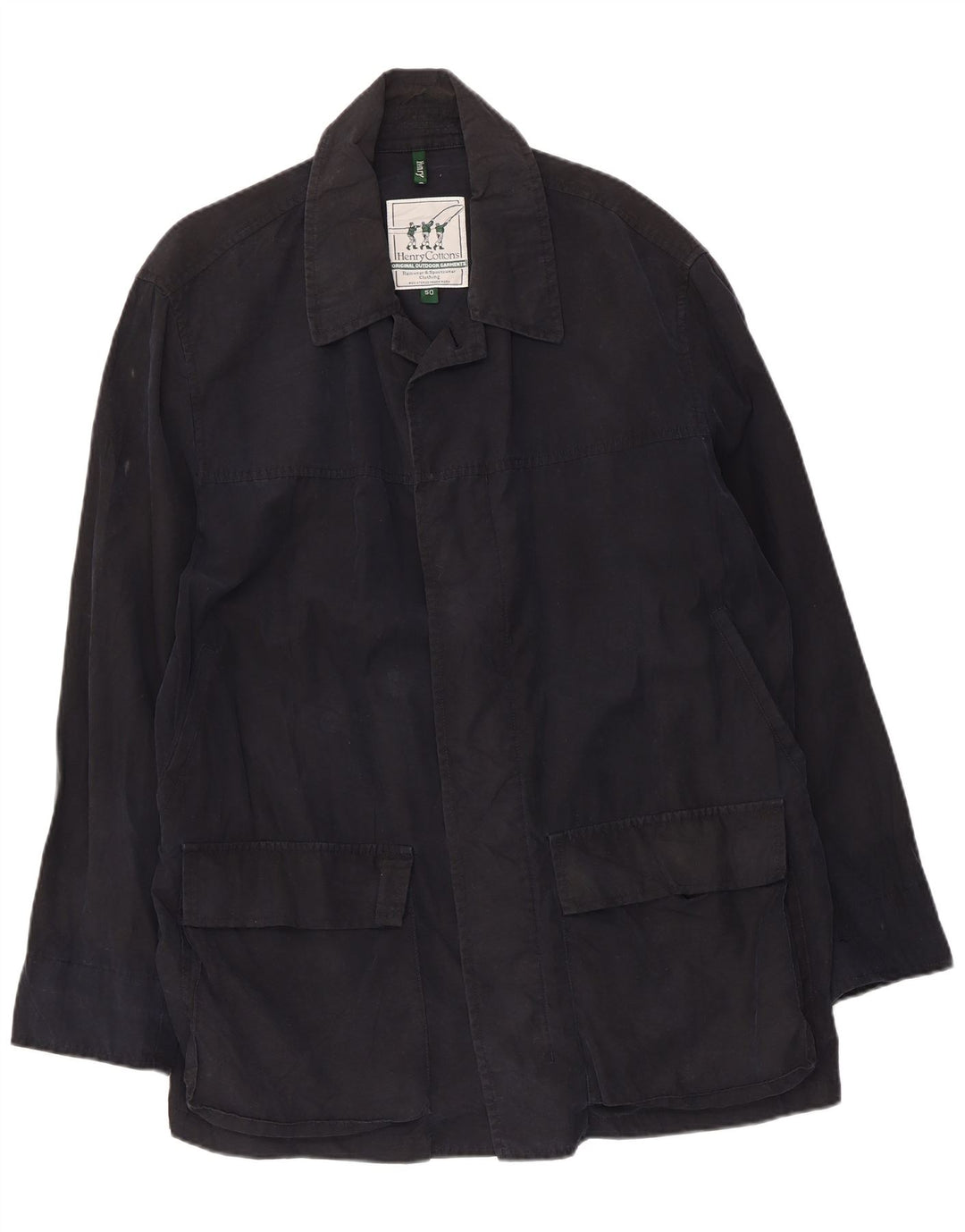 Henry Cottons Herren-Regenjacke IT 50 Large aus marineblauer Baumwolle