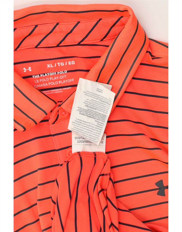 Under Armour herre poloshirt XL orange stribet polyester