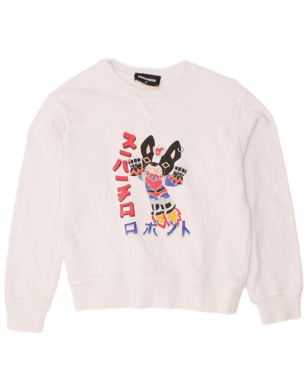 Dsquared2 Girls Graphic Sweatshirt Jumper 5-6 Years White Cotton