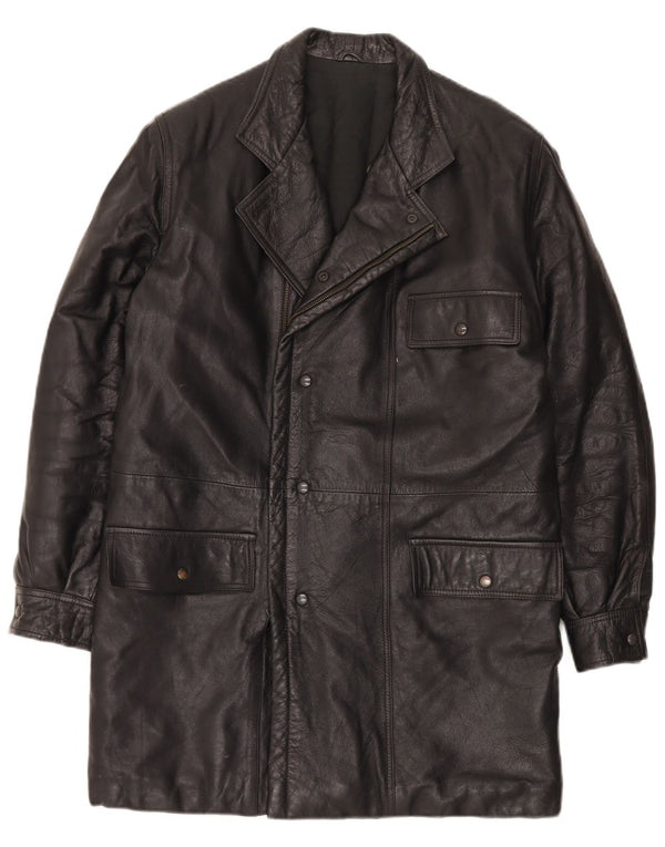 Chaqueta de cuero vintage para hombre IT 48 Medio Negro
