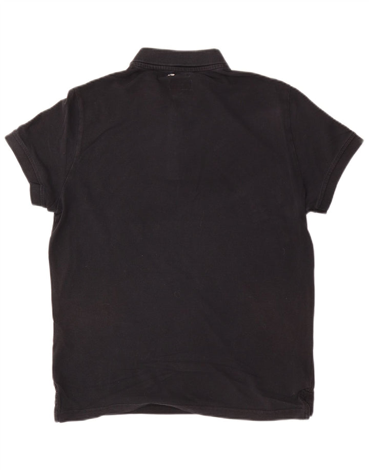Armani Jeans Mens Custom Fit Polo Shirt Medium Black Cotton