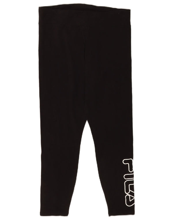 Fila Womens Graphic Crop Leggings Large Black Bomuld