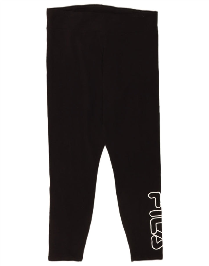 Fila Womens Graphic Crop Leggings Large Black Cotton