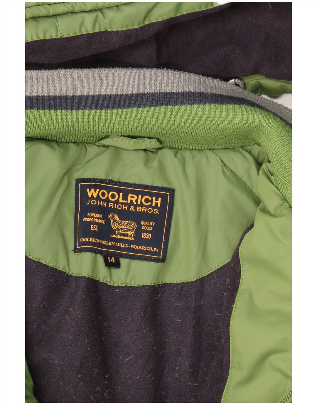Woolrich drenge grafisk polstret hættejakke 13-14 år Grøn