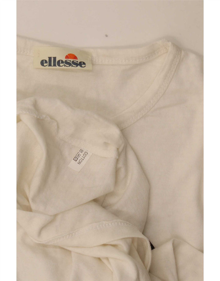 Ellesse Dame Grafisk T-Shirt Top UK 12 Medium Off White