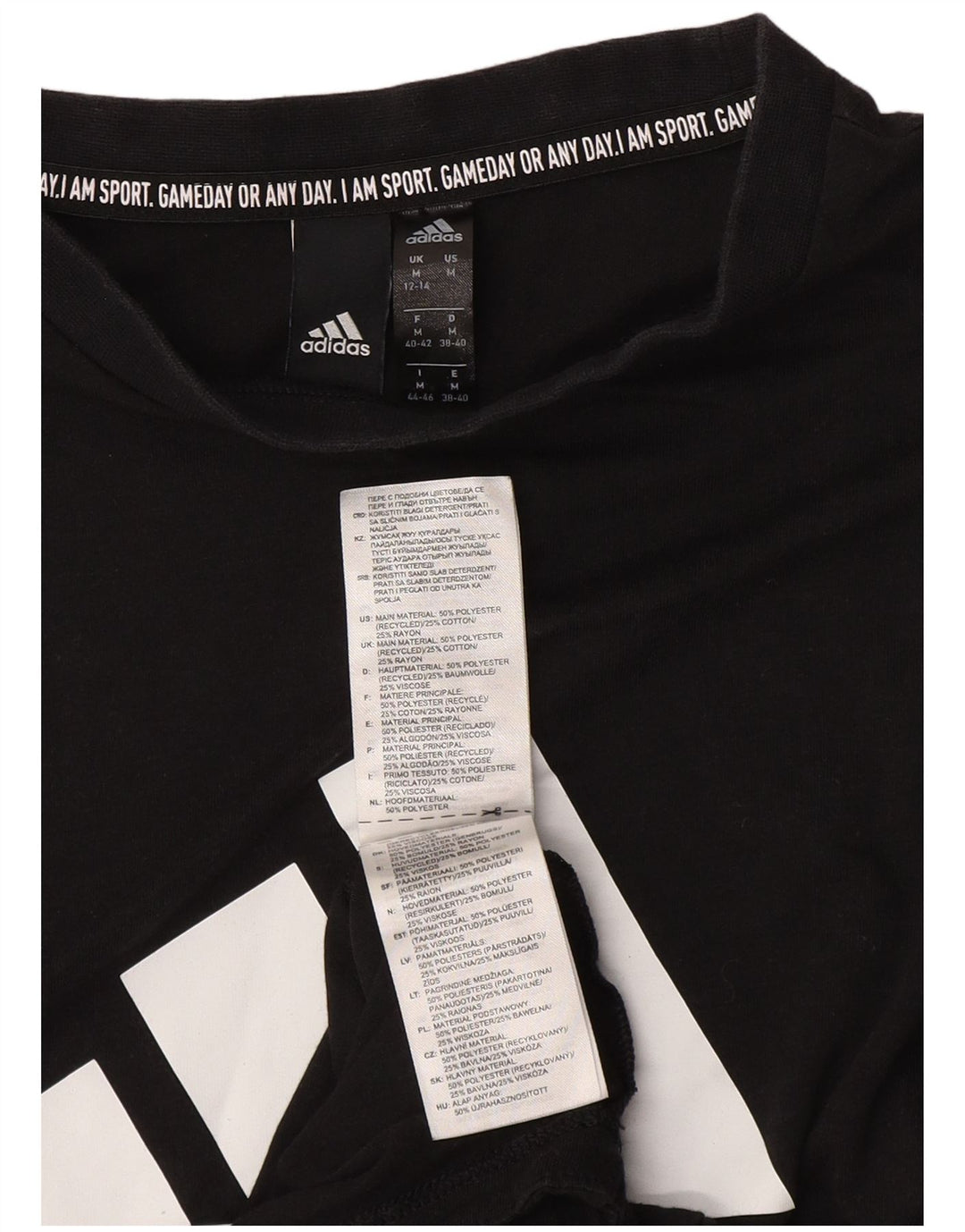 ADIDAS Womens Graphic Vest Top UK 12/14 Medium Black Polyester