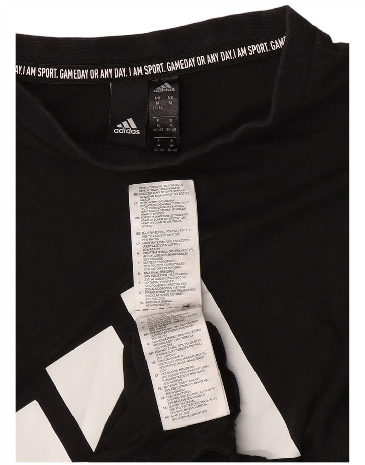 ADIDAS Womens Graphic Vest Top UK 12/14 Medium Black Polyester