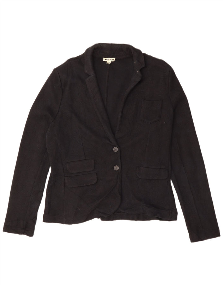 Whistles Womens 2 Button Blazer Jacket UK 16 Large  Black Cotton
