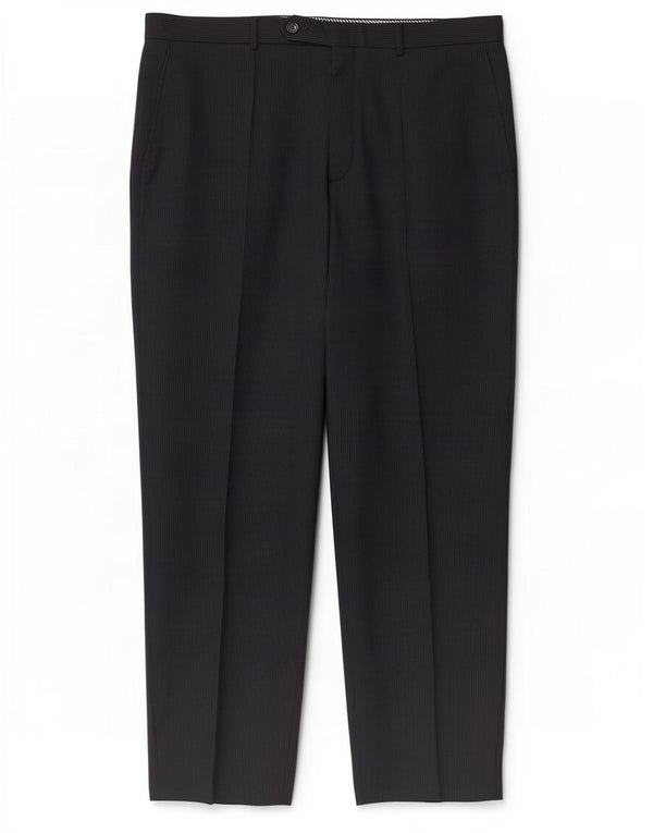 Pantaloni da abito dritti da uomo Marks & Spencer W36 L31 gessato blu navy