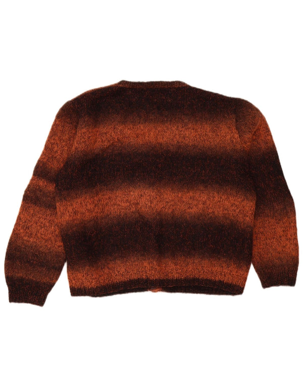 Maglione cardigan da donna vintage UK 18 XL color block marrone