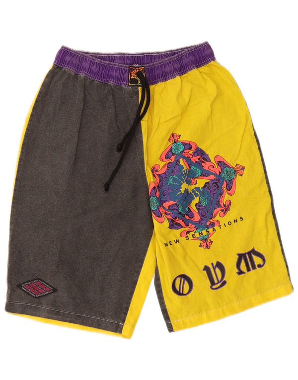 Santo Stefano Pantalones cortos deportivos con gráficos para hombre IT 46 Small Yellow Colourblock