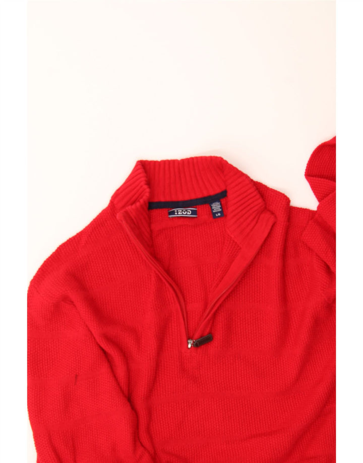IZOD Mens Zip Neck Jumper Sweater Large Red Cotton Vintage Izod and Second-Hand Izod from Messina Hembry 