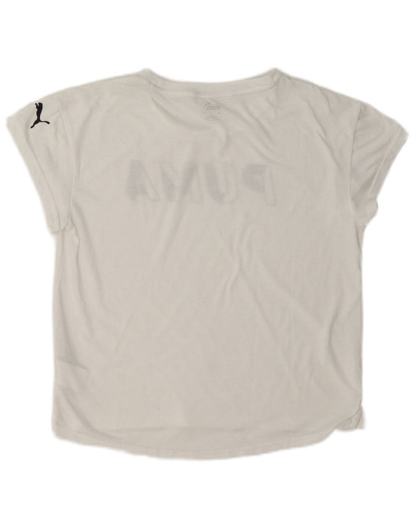 Puma Womens Graphic T-Shirt Top UK 10 Small White Polyester
