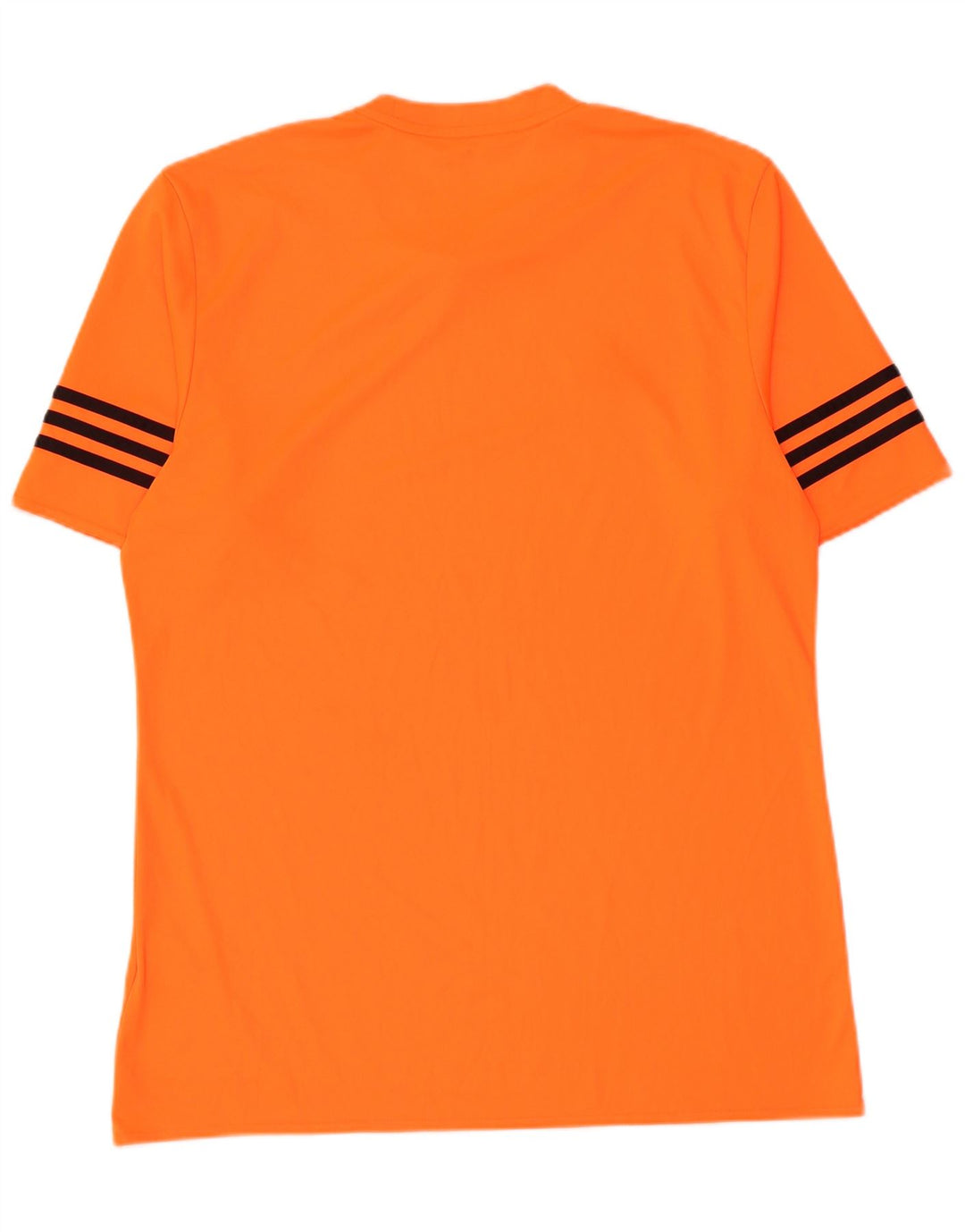 Adidas Mens Climalite T-Shirt Top Large Orange Striped Polyester