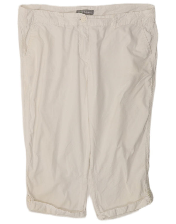 Marks & Spencer Bermudas de cintura alta para mujer UK 46 Large W38 Blanco