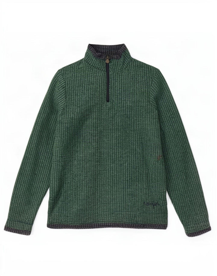 Weird Fish Dame Zip Neck Fleece Jumper UK 14 Large Green Polyester