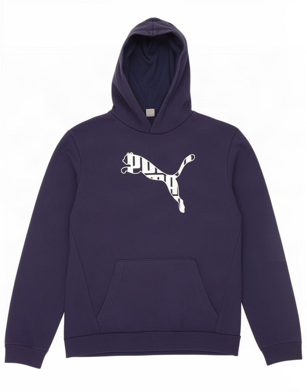 Puma Boys Graphic Hoodie Jumper 15-16 Years Navy Blue Cotton