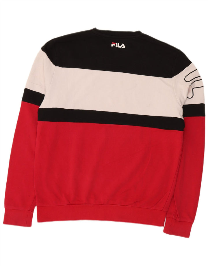 FILA Mens Graphic Sweatshirt Jumper Small Multicoloured Colourblock Cotton