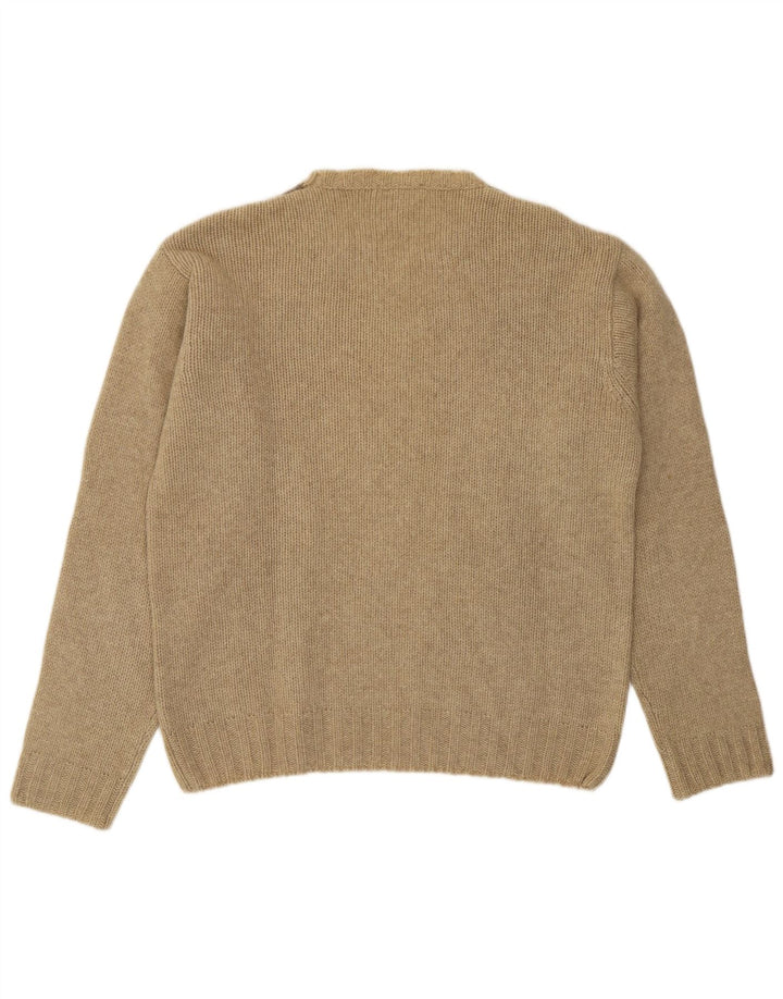 Henry Cottons Mens Crew Neck Jumper Sweater Medium Beige Argyle/Diamond