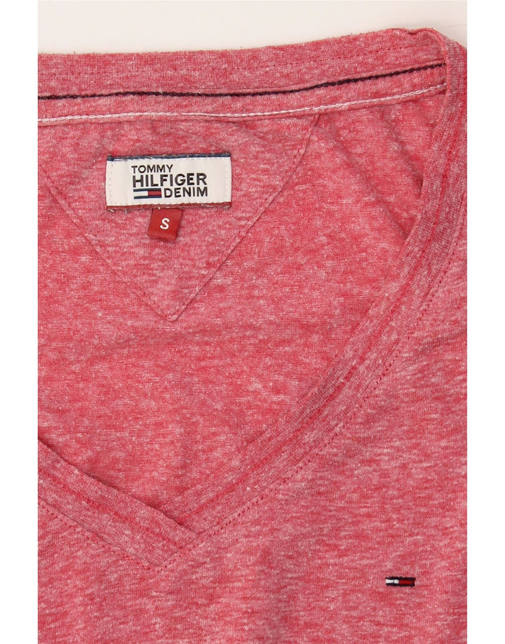 TOMMY HILFIGER Womens T-Shirt Top UK 10 Small Pink Polyester Vintage Tommy Hilfiger and Second-Hand Tommy Hilfiger from Messina Hembry 