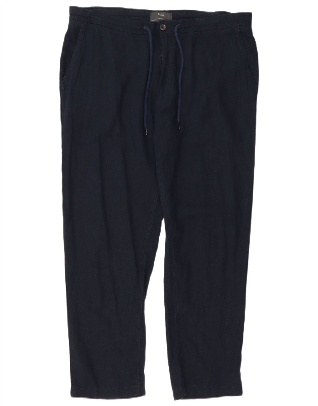 Marks & Spencer Mens Straight Regular Casual Trousers W38 L29 Navy Blue