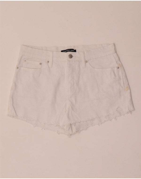 Calvin Klein Womens Denim Shorts W28 Medium White Cotton