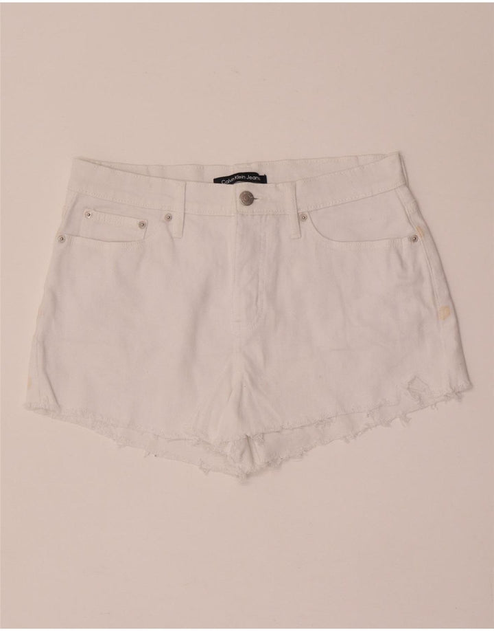 Calvin Klein Womens Denim Shorts W28 Medium White Cotton