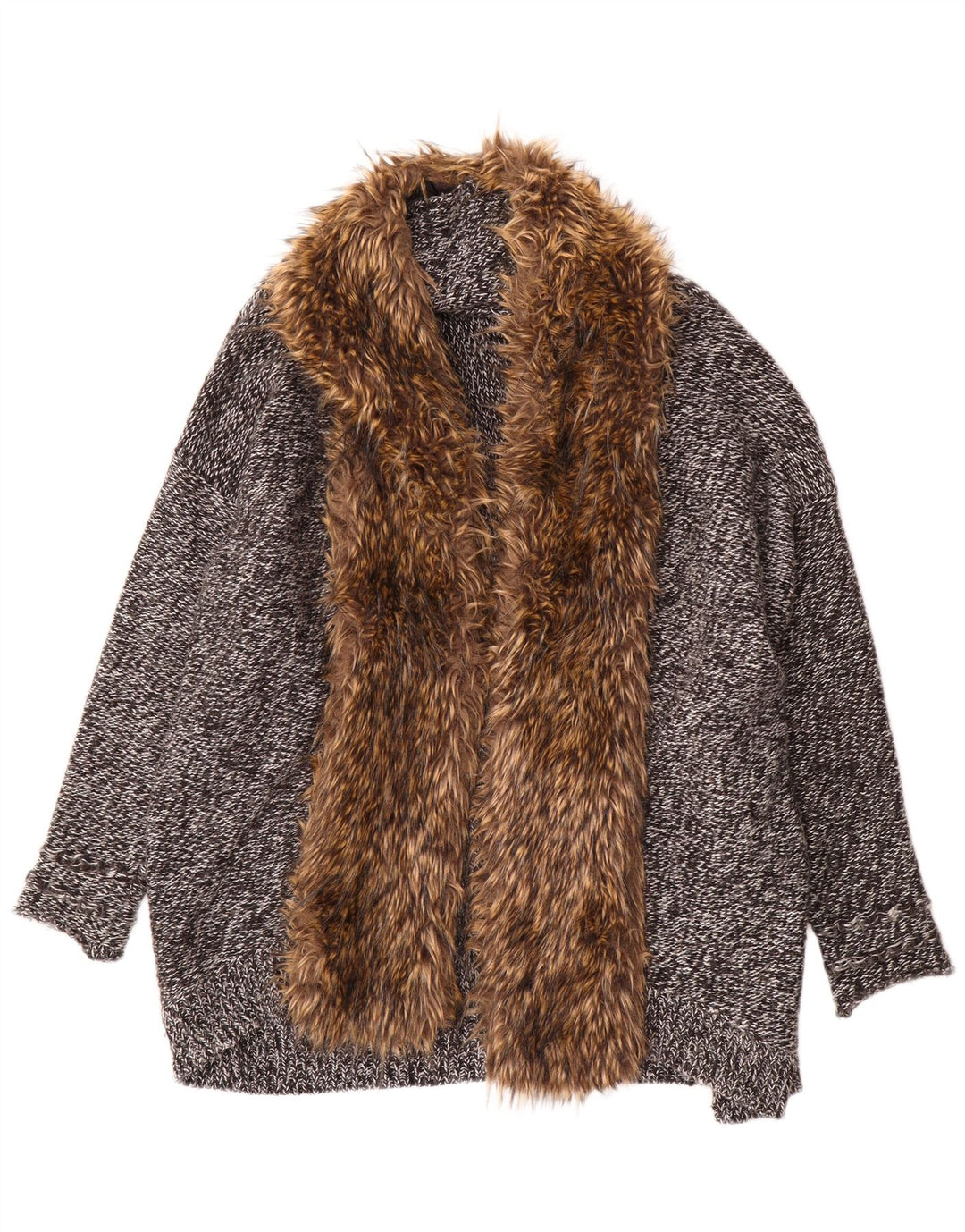 Guess Womens Oversized Longline Cardigan Sweater UK 10 Small Grey Flecked