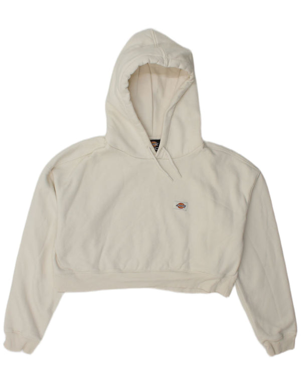 Dickies Damen Crop Hoodie Pullover UK 16 Large Off White Baumwolle
