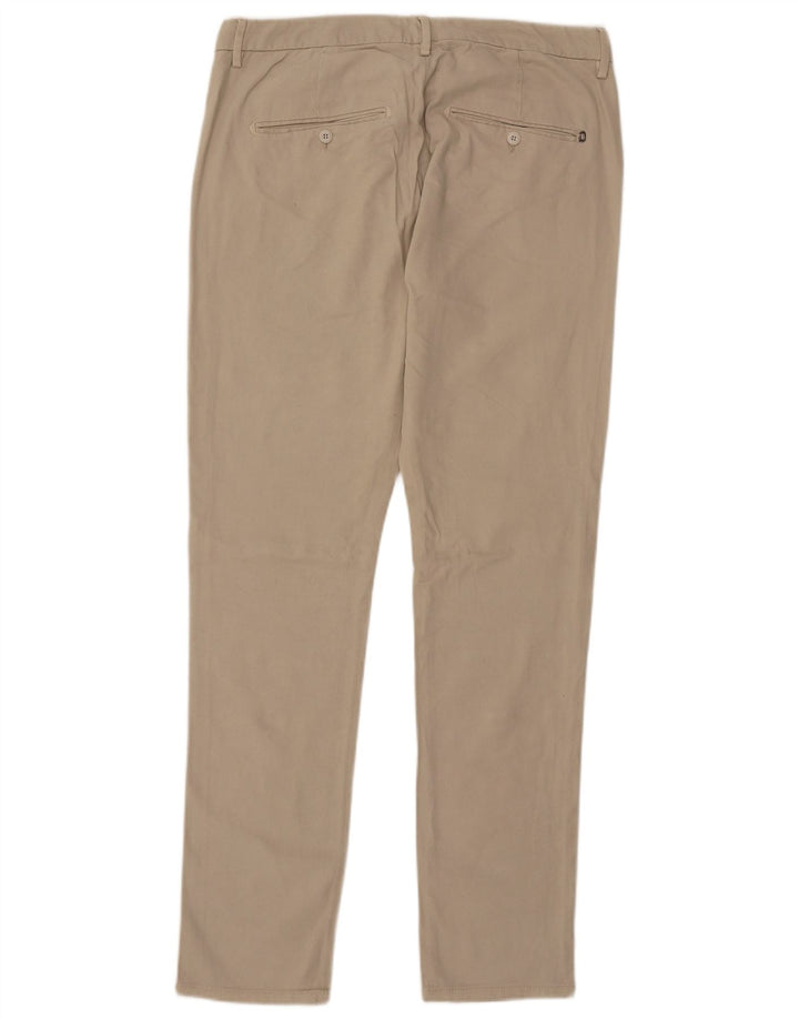 Dondup Mens Slim Chino Trousers W34 L33 Beige Modal