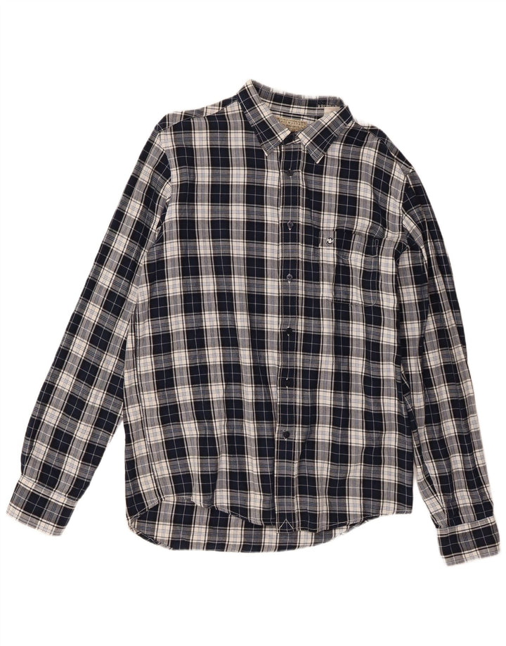 Murphy & Nye Camisa de franela para hombre XL Azul marino a cuadros