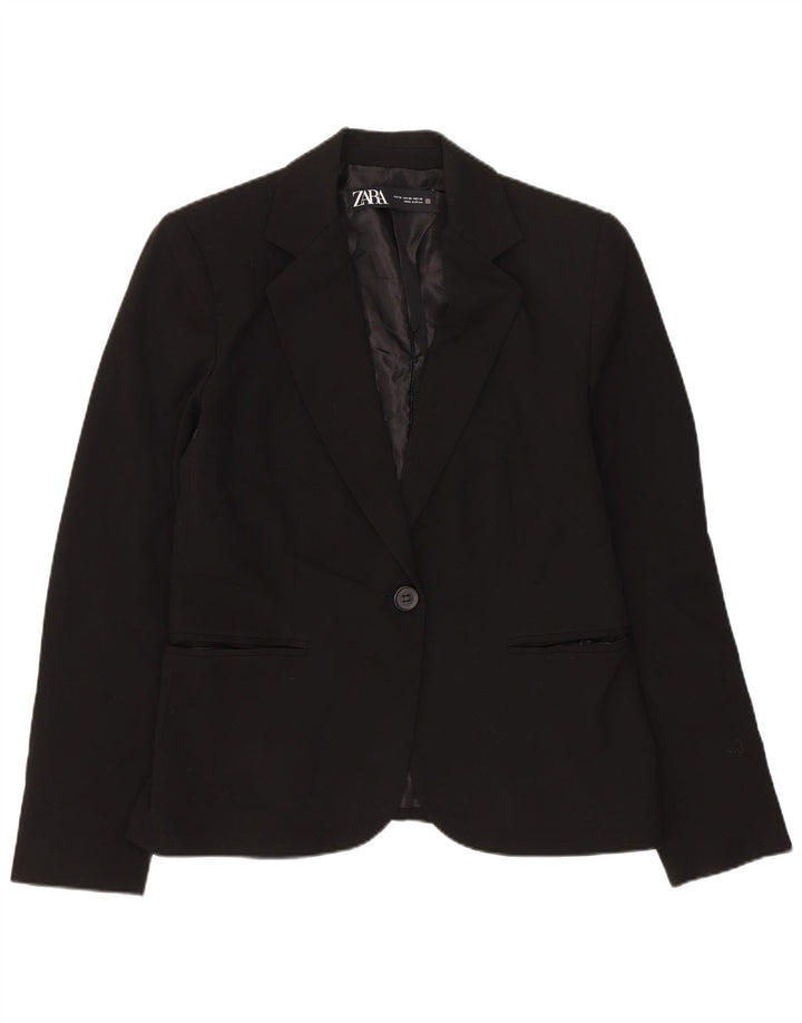 Zara Womens 1 Button Blazer Jacket EU 38 Small Black