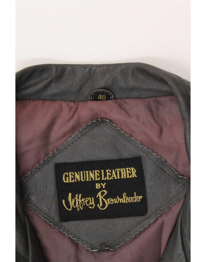 Jeffrey Brownleader Veste en cuir pour homme UK 40 Large Gris