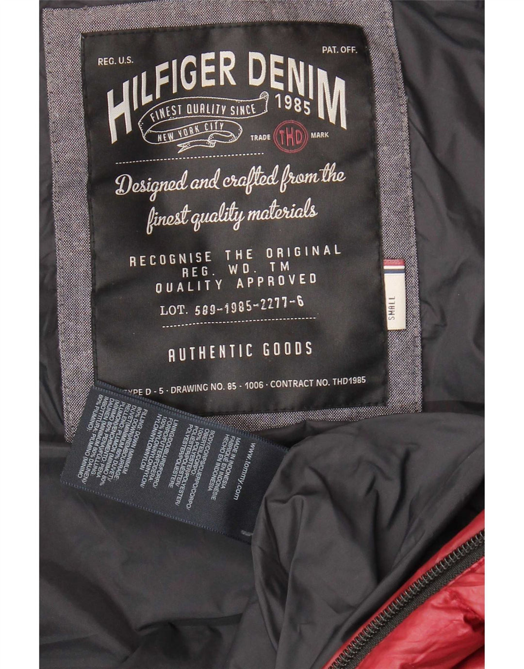 Gilet imbottito da uomo Tommy Hilfiger UK 36 piccolo poliestere rosso
