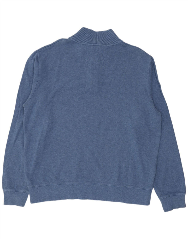 GANT Mens Zip Neck Sweatshirt Jumper 3XL Blue Cotton