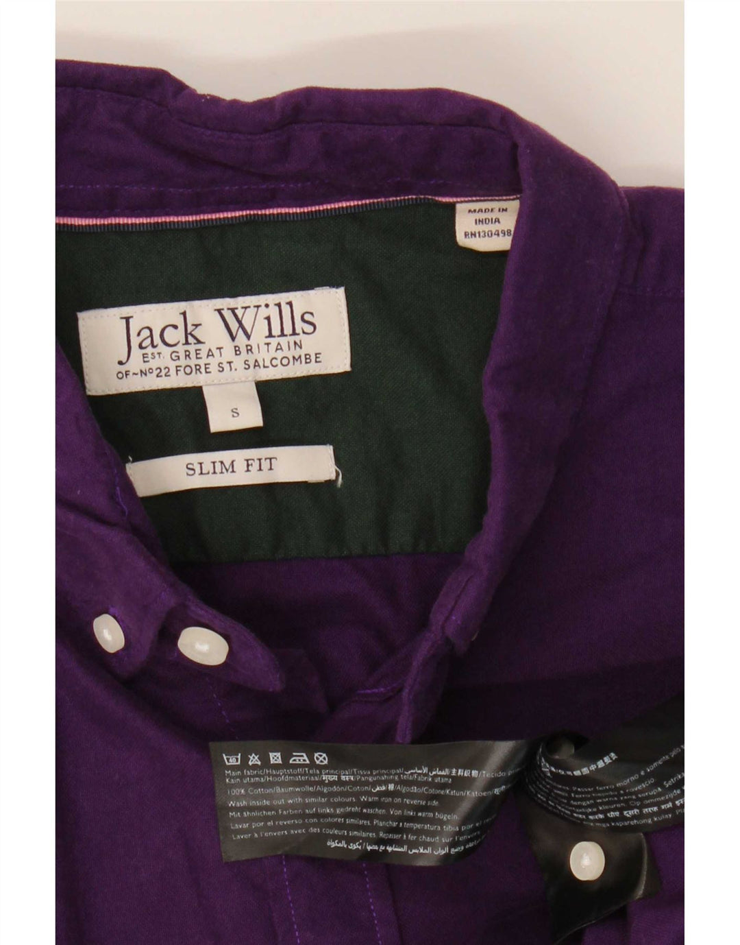 Jack Wills Mens Slim Fit Shirt Small Purple Cotton