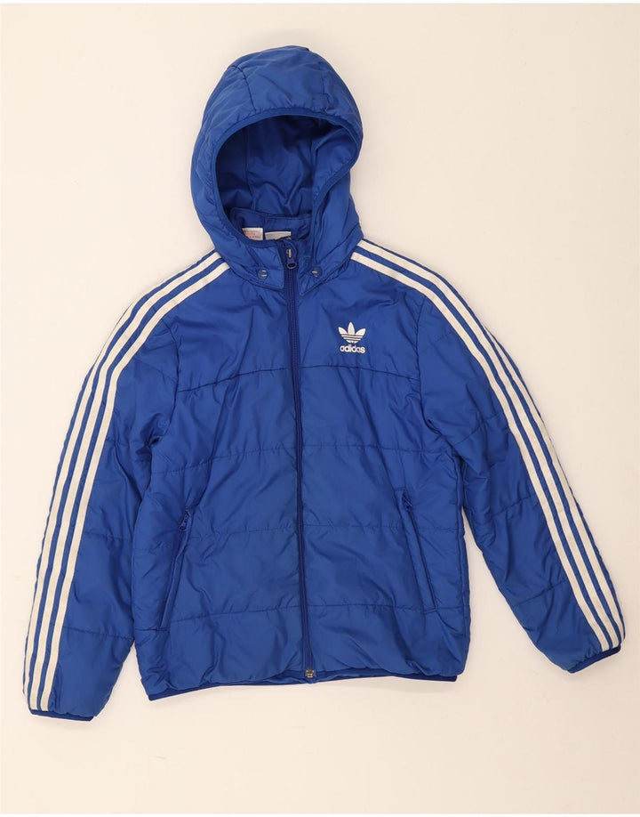 Adidas Jungen wattierte Jacke mit Kapuze, 10–11 Jahre, blaues Polyester