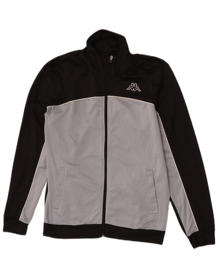 Kappa Mens Graphic Tracksuit Top Jacket Large Black Colourblock Polyester