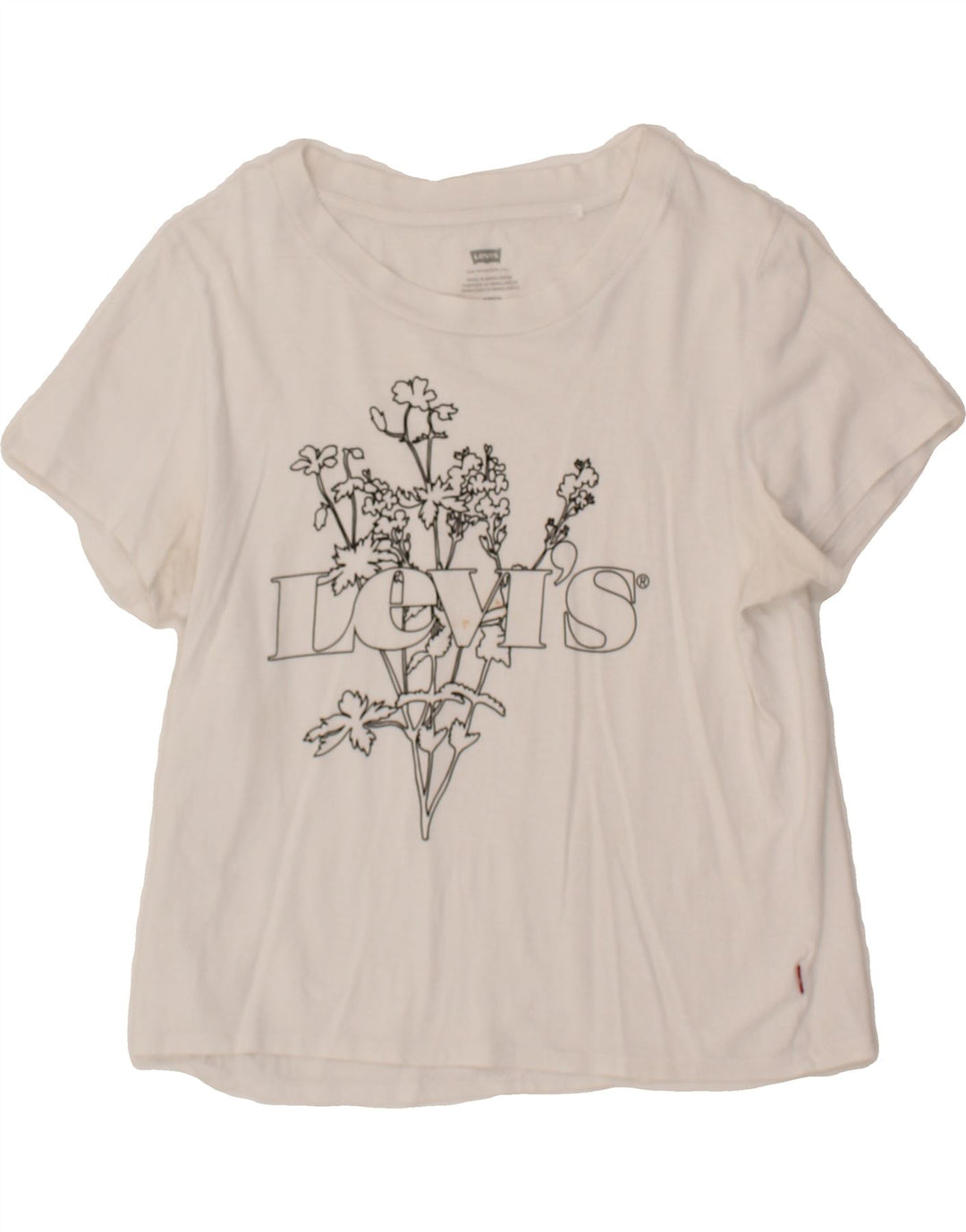 LEVI'S Womens Graphic T-Shirt Top UK 10 Small White Vintage Levi's and Second-Hand Levi's from Messina Hembry 