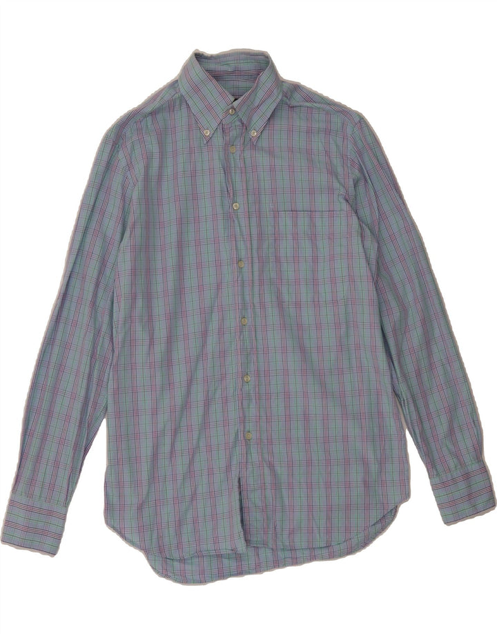 UNGARO Mens Shirt Size 39 15 1/2 Medium Blue Check Cotton Vintage Ungaro and Second-Hand Ungaro from Messina Hembry 