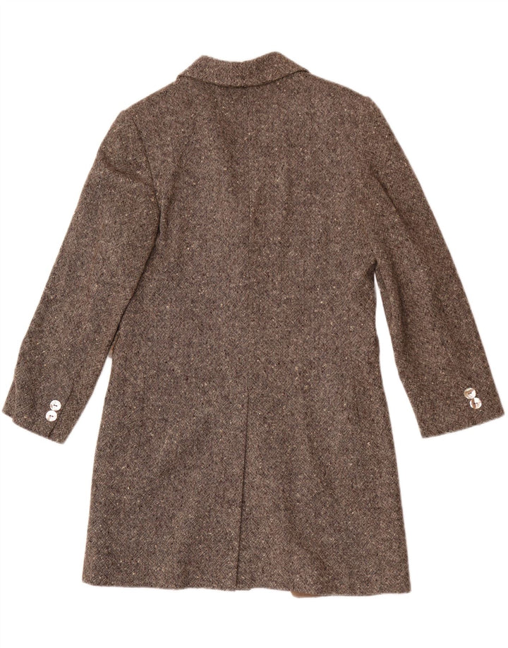 Vintage Womens Overcoat UK 10 Small Beige Flecked Wool