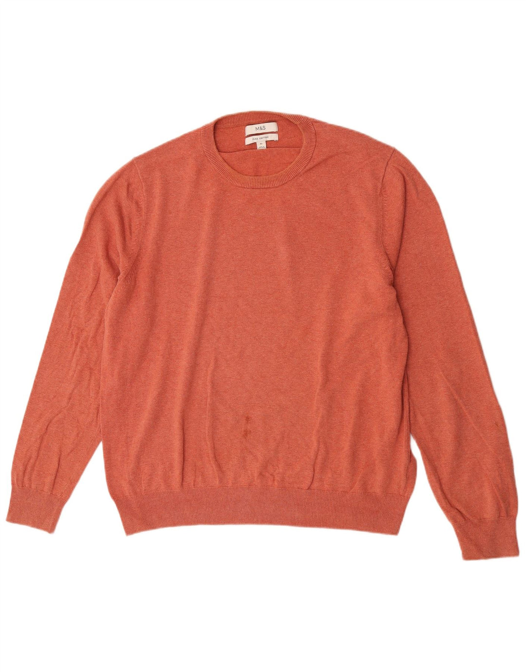 Marks & Spencer Herre sweater med rund hals XL Orange bomuld