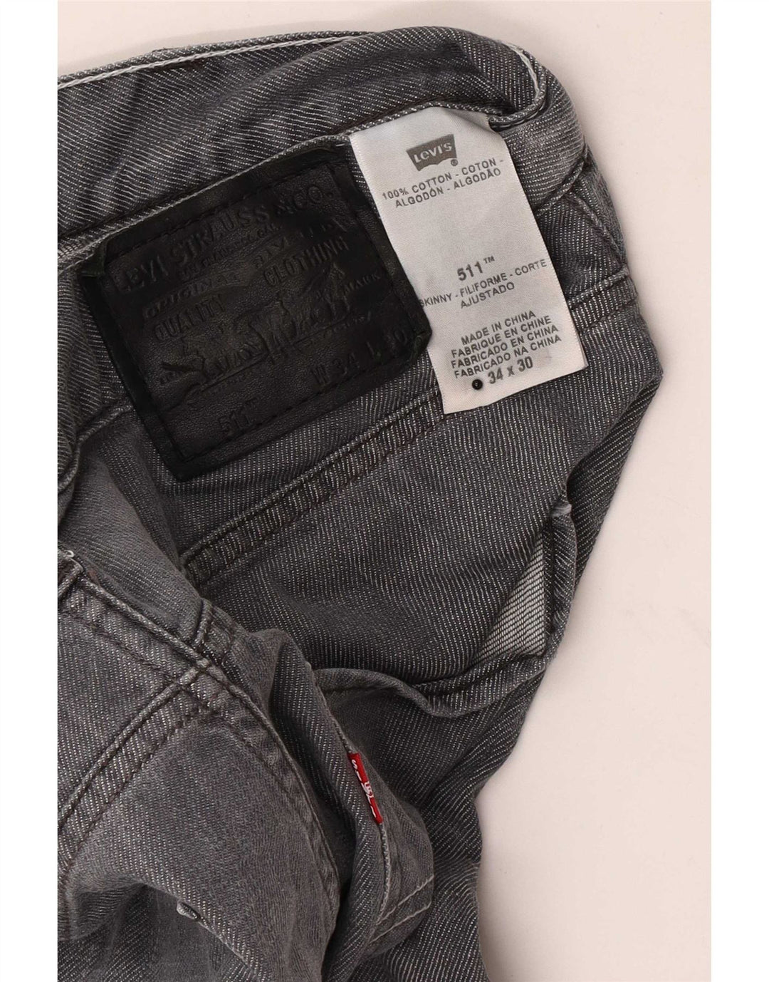 Levi's Mens 511 Slim Jeans W34 L30 Γκρι βαμβακερό