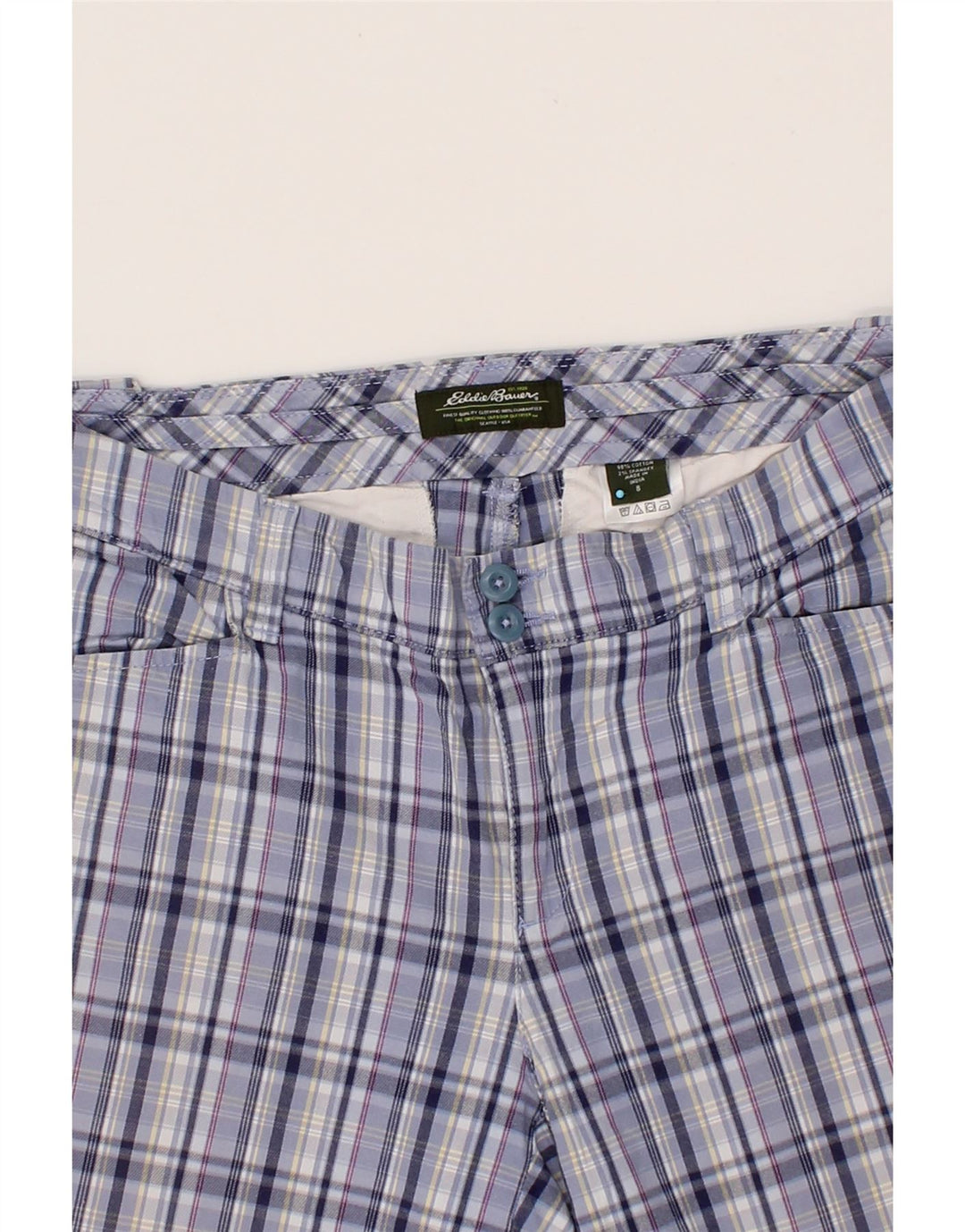 EDDIE BAUER Womens Bermuda Shorts US 8 Medium W30  Blue Check Cotton Vintage Eddie Bauer and Second-Hand Eddie Bauer from Messina Hembry 