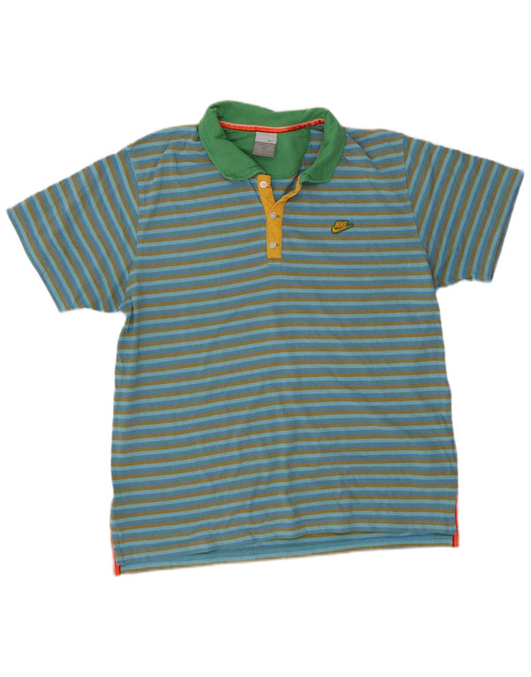 Polo Nike da uomo UK 42/44 cotone a righe grandi blu